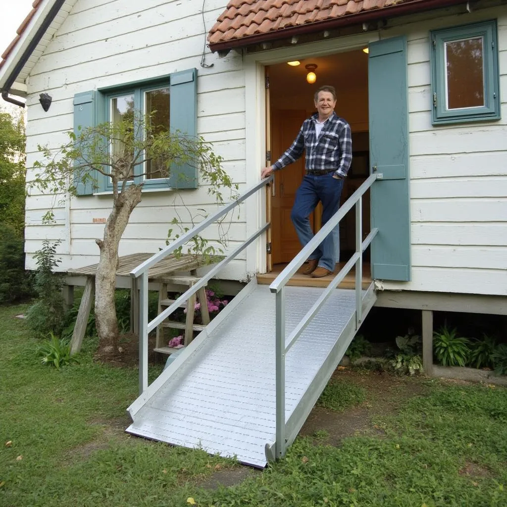Bezbariérový vstup do domu s rampou